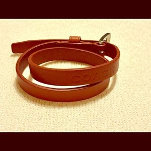 Coach Bracelet Double Wrap Light Brown Leather